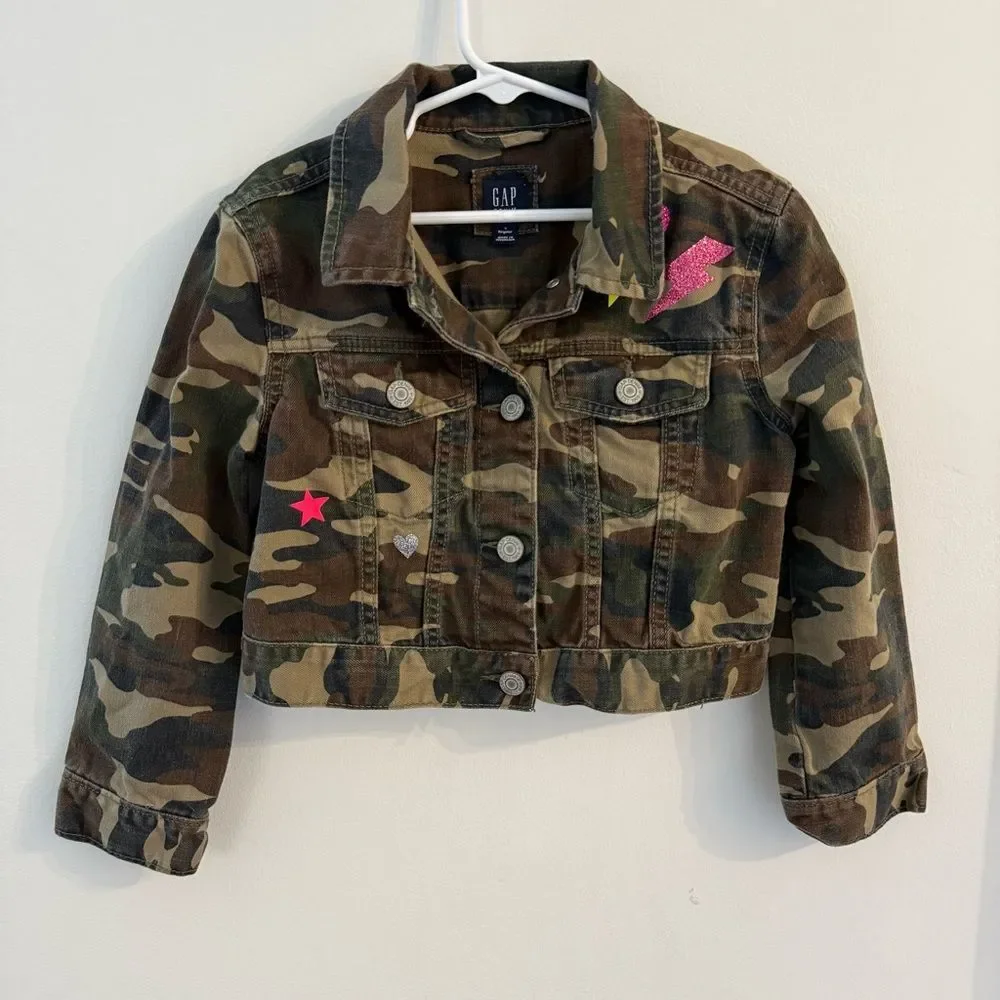 GAP Camouflage Jean Jacket Denim Pink Detail S